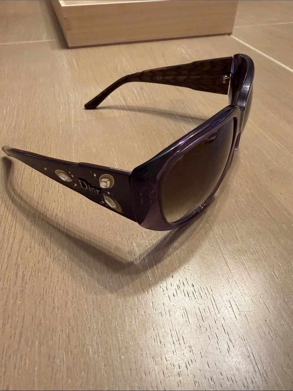 Dior Women's Purple Gradient Oversized Sunglasses with Stud Accents